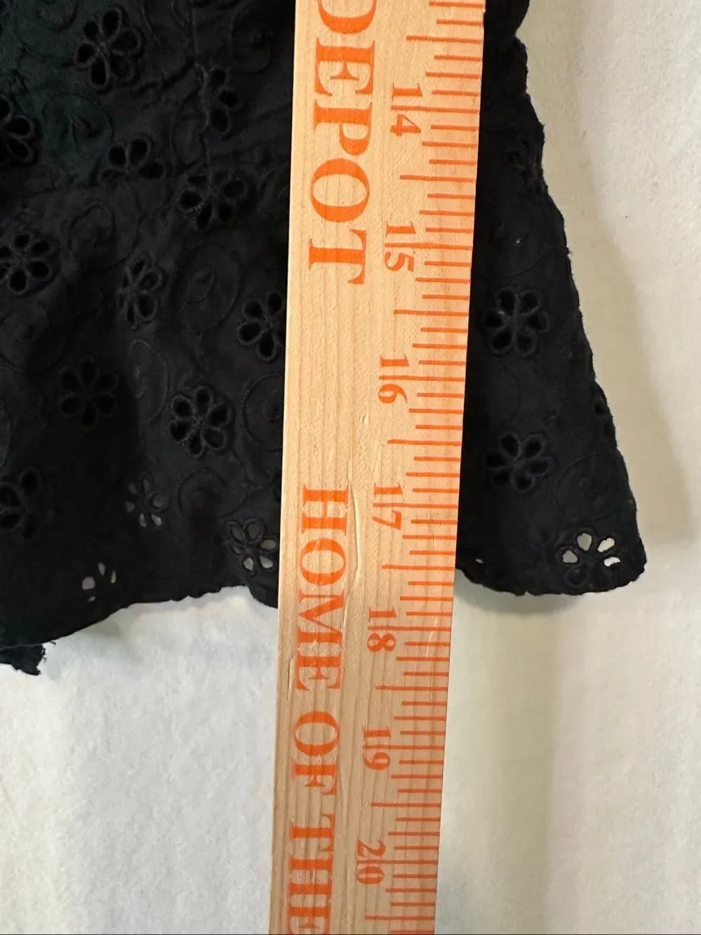 Doen Nera Eyelet Top Black Organic Cotton Puff Sleeve Peplum Blouse XS